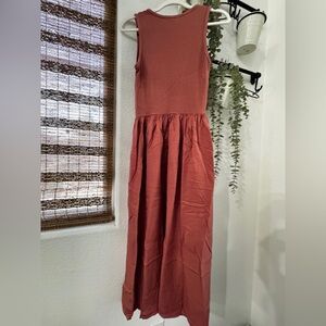 NWT Anthropologie Sundry MixMedia Tank Dress in Woodrose Size Medium (2)